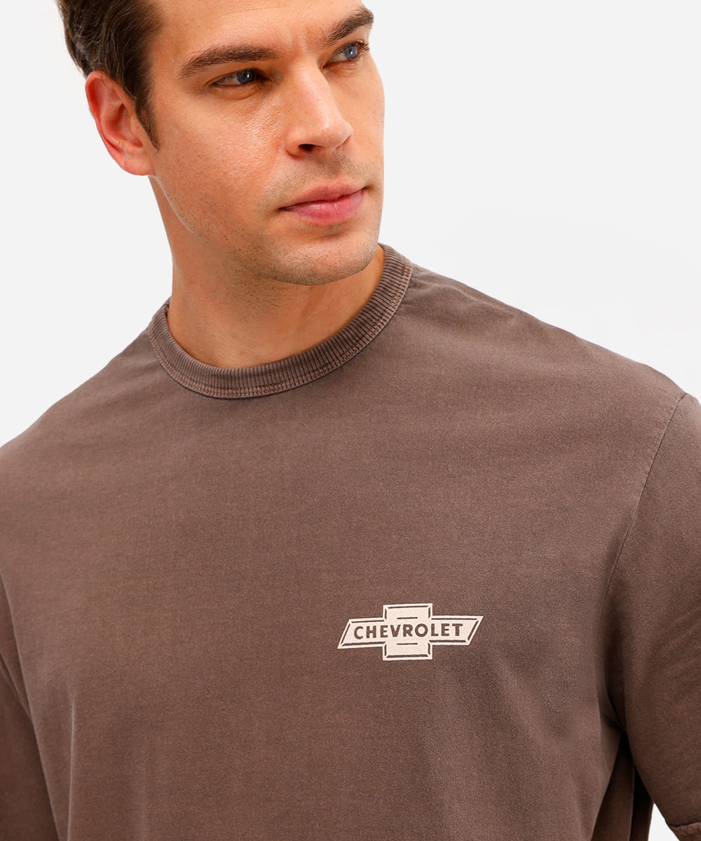 camiseta masculina de algodão chevrolet opala marrom