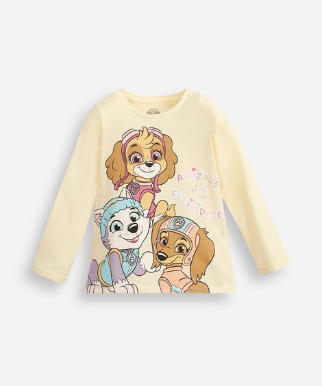 blusa infantil de algodão patrulha canina amarela