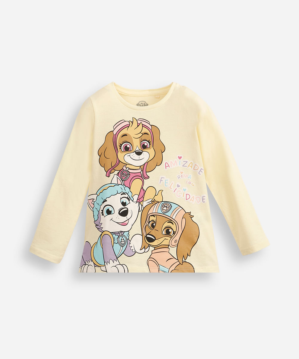 blusa infantil de algodão patrulha canina amarela