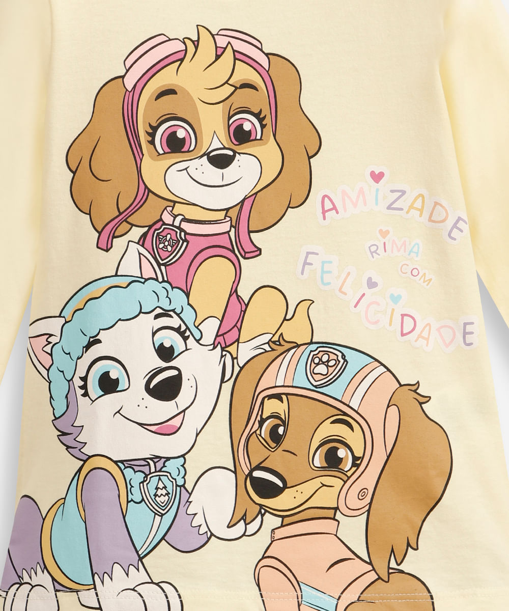blusa infantil de algodão patrulha canina amarela
