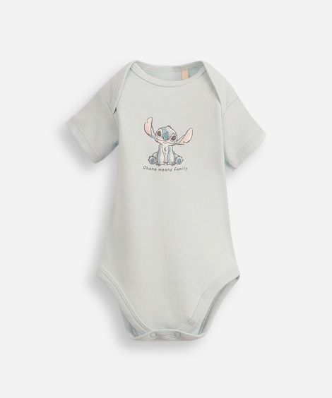 body infantil de algodão stitch azul