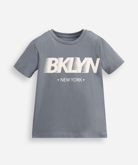 camiseta infantil de algodão new york azul