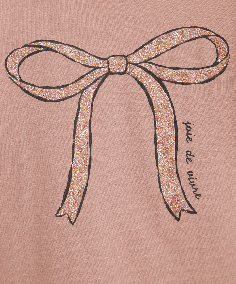 camiseta infantil de algodão laço com glitter rosa