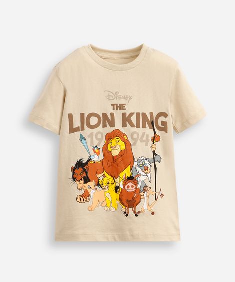 camiseta infantil de algodão o rei leão bege