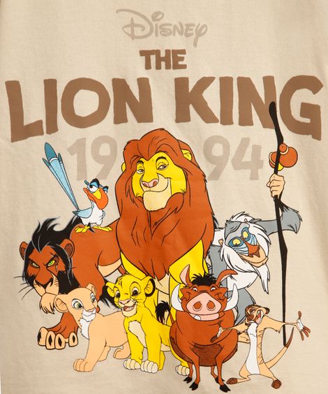 camiseta infantil de algodão o rei leão bege