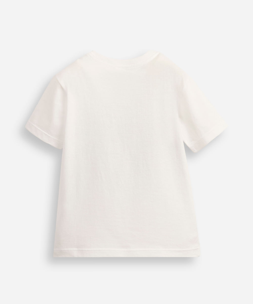 camiseta infantil de algodão stitch off white
