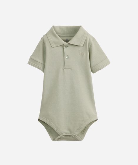 body polo infantil de algodão manga curta verde