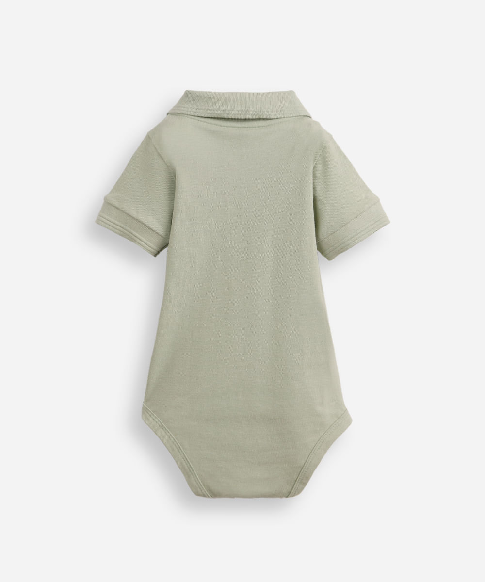 body polo infantil de algodão manga curta verde
