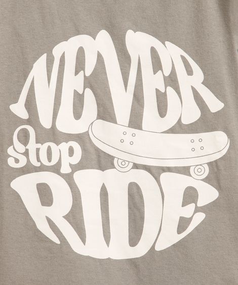 camiseta infantil de algodão never stop ride cinza