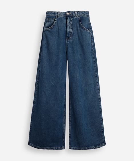 calça wide leg juvenil jeans marmorizada azul