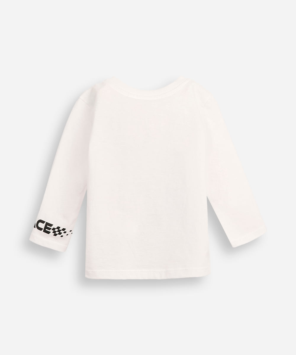 camiseta infantil de algodão manga longa stitch branca
