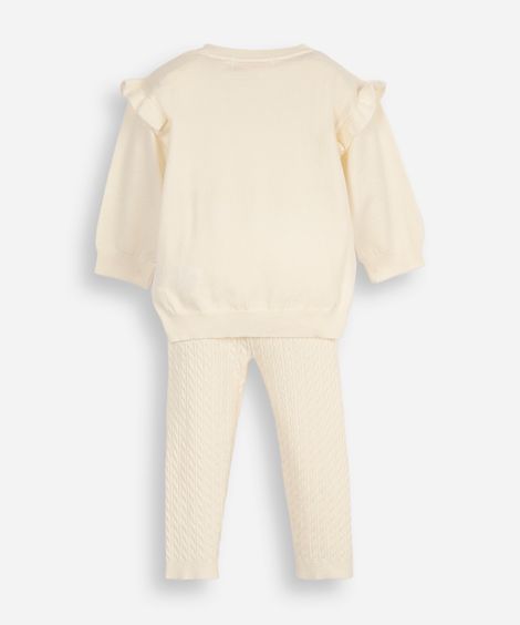 conjunto infantil longo tricot bege