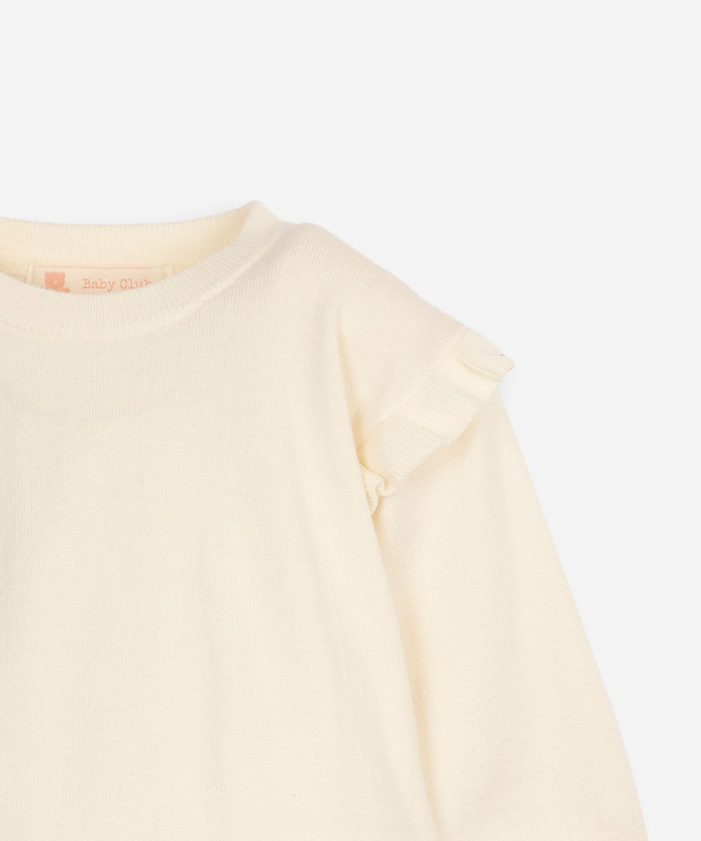 conjunto infantil longo tricot bege