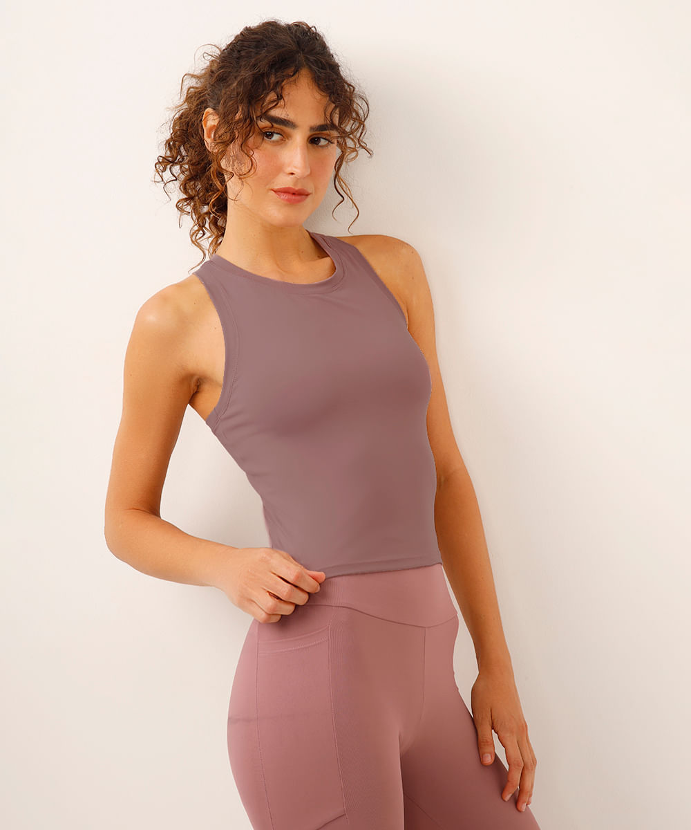 regata esportiva decote nadador rosa