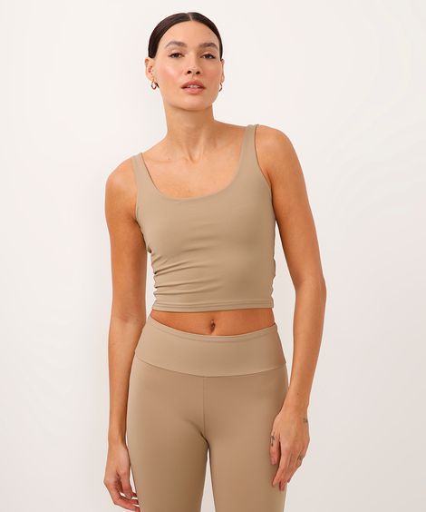 regata cropped alça fina marrom