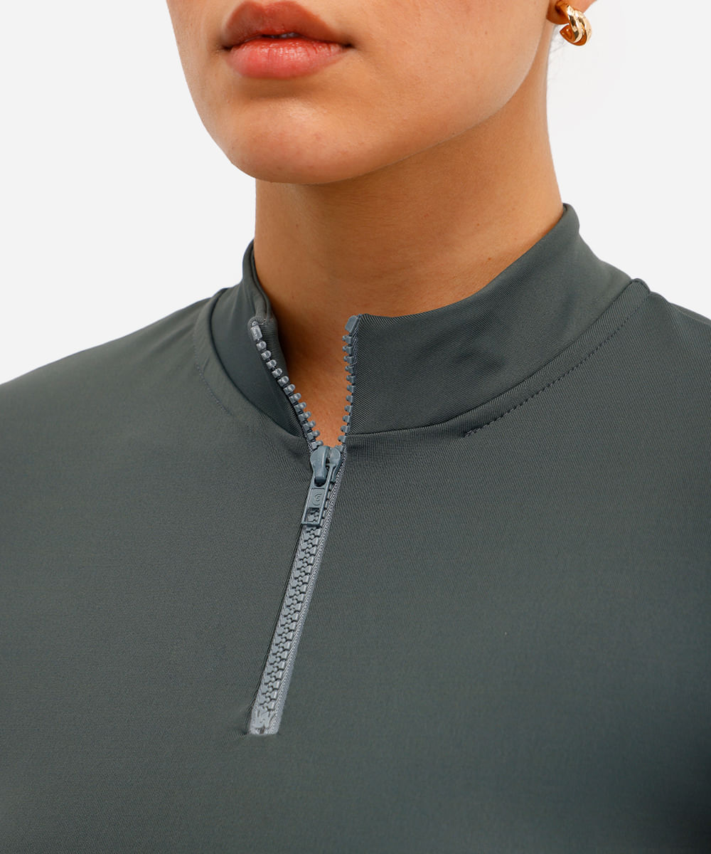 cropped gola alta com zíper verde
