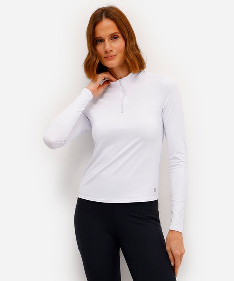 cropped feminino esportivo com zíper branco