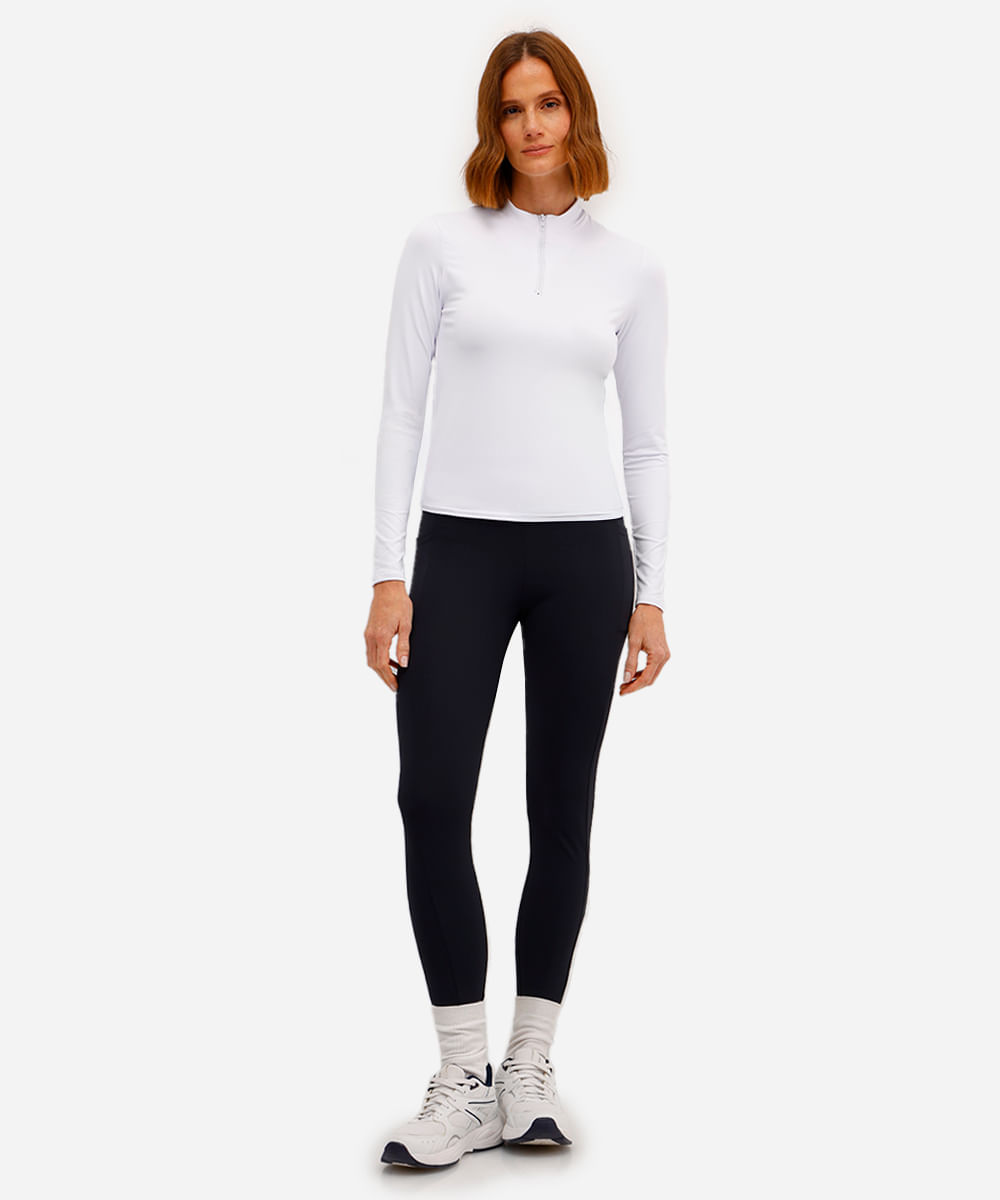 cropped feminino esportivo com zíper branco