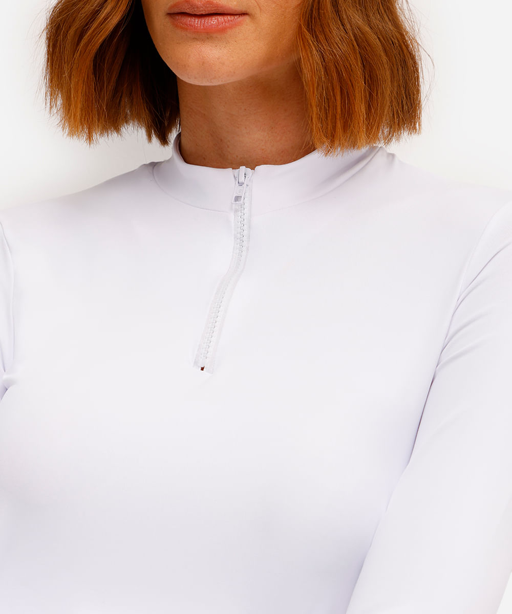 cropped feminino esportivo com zíper branco
