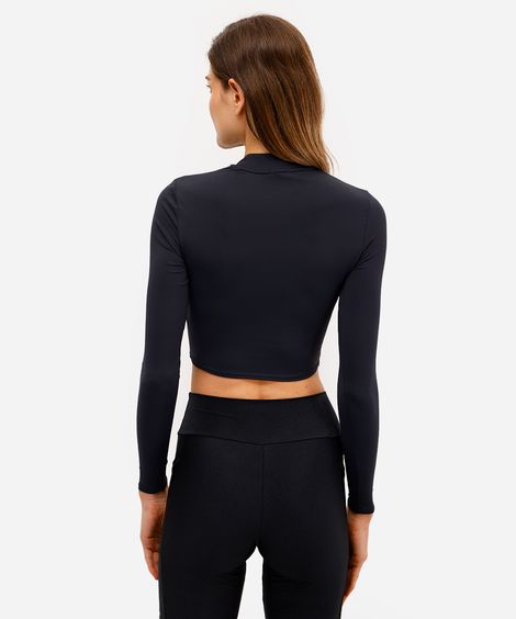 cropped feminino esportivo com zíper preto
