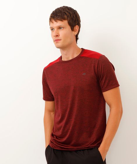 camiseta masculina esportiva com recorte vinho