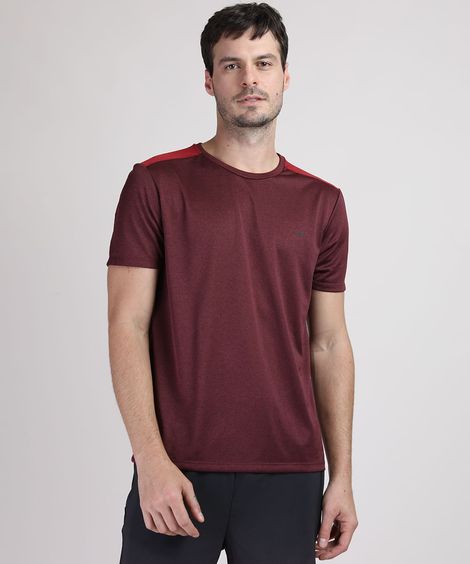 camiseta masculina esportiva com recorte vinho