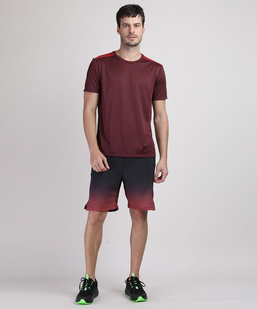 camiseta masculina esportiva com recorte vinho