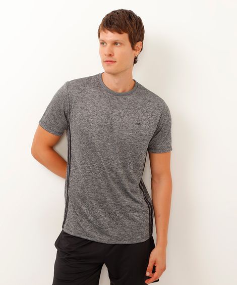 camiseta com listra lateral esportiva cinza