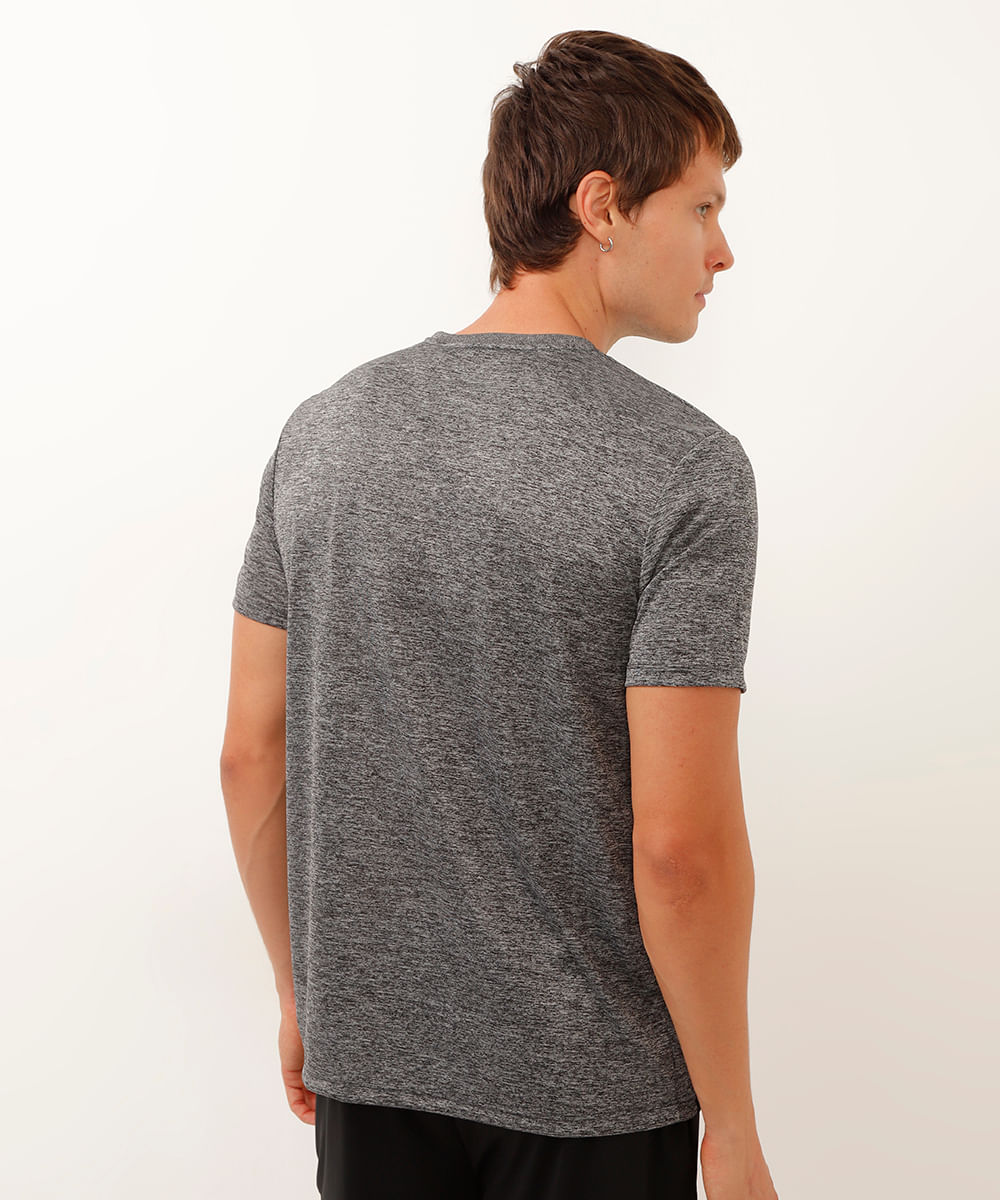 camiseta com listra lateral esportiva cinza