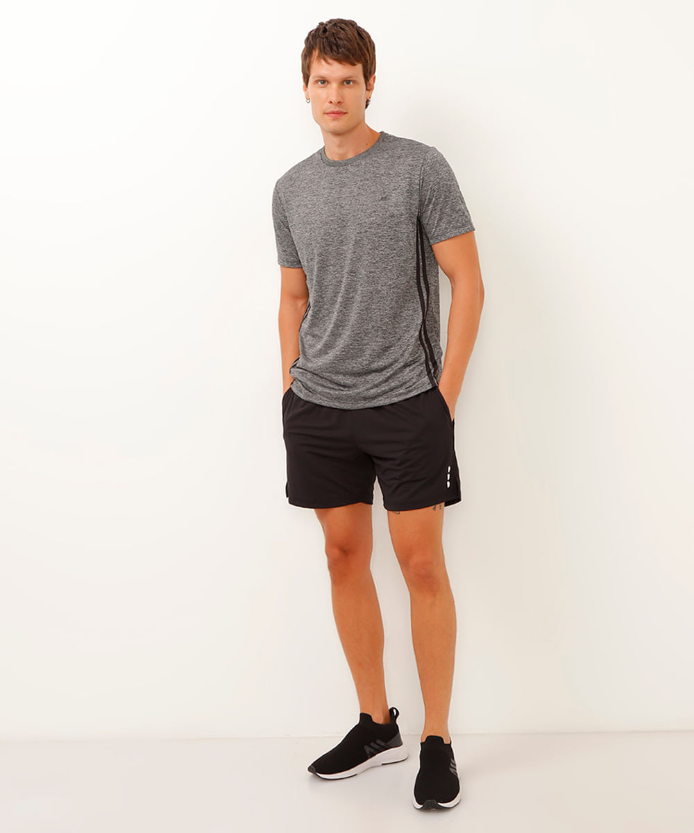 camiseta com listra lateral esportiva cinza