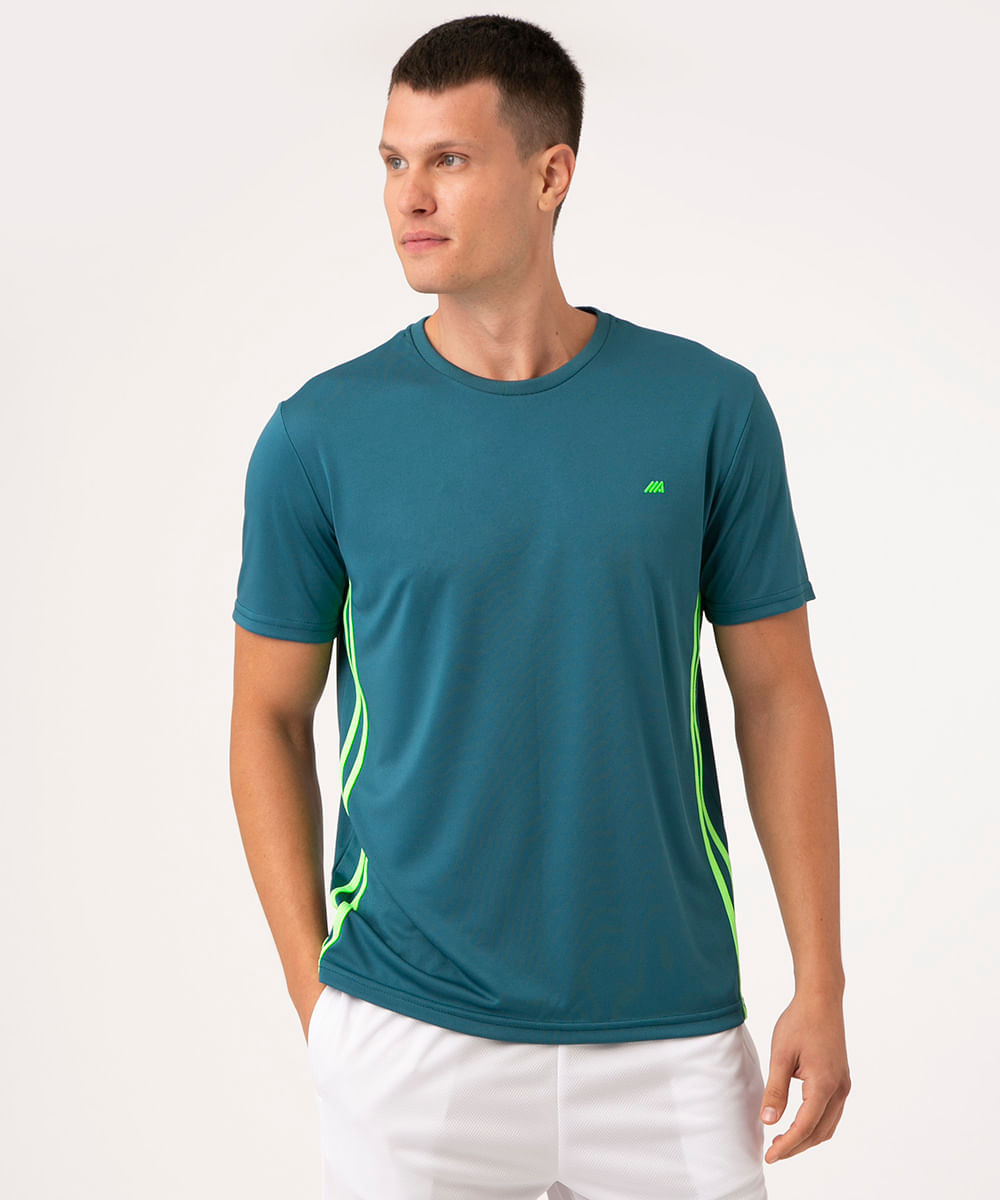 camiseta masculina esportiva ace com listras verde