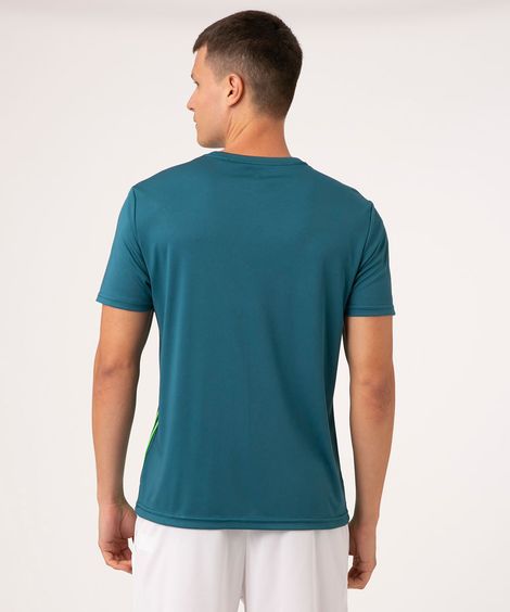 camiseta masculina esportiva com listras - verde