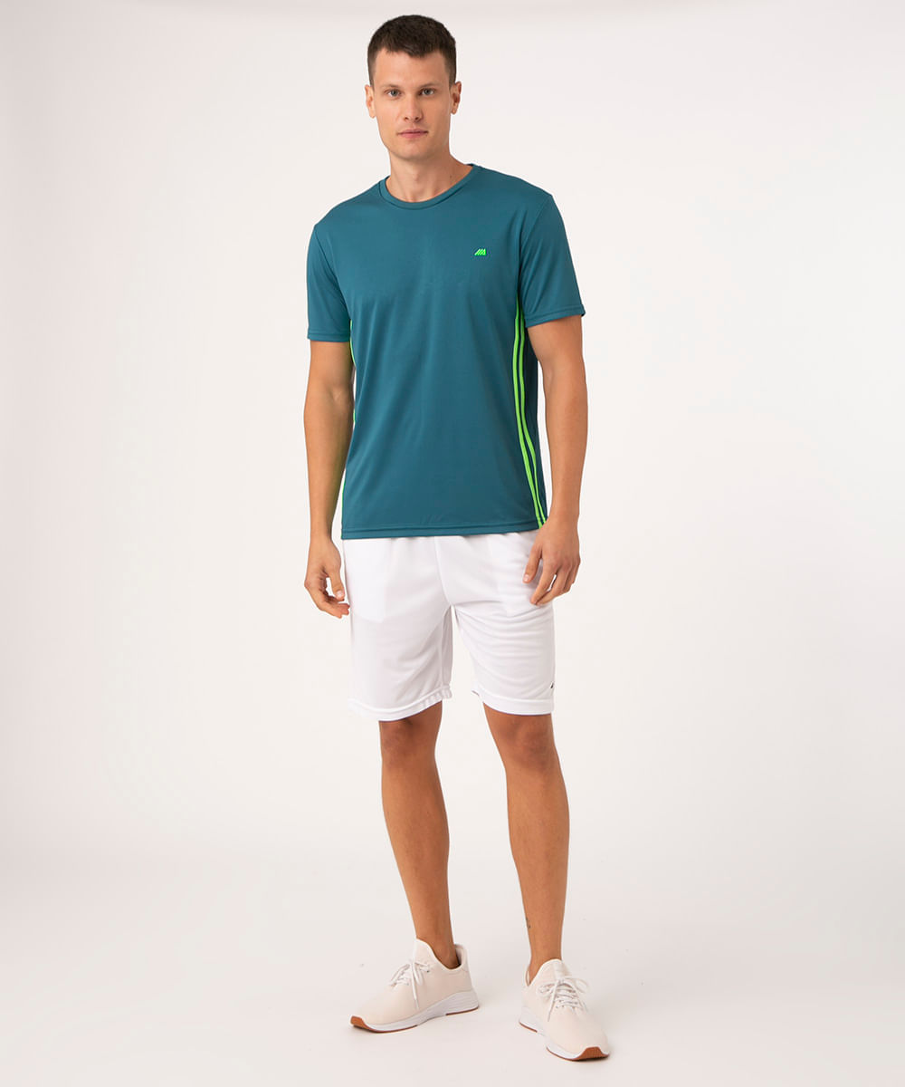 camiseta masculina esportiva com listras - verde