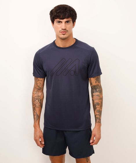 camiseta esportiva manga curta azul