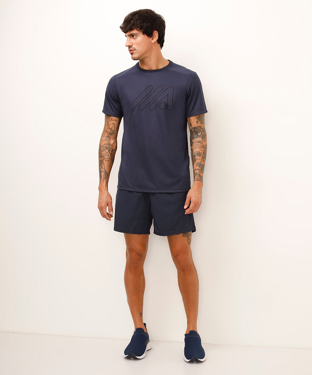 camiseta esportiva manga curta azul