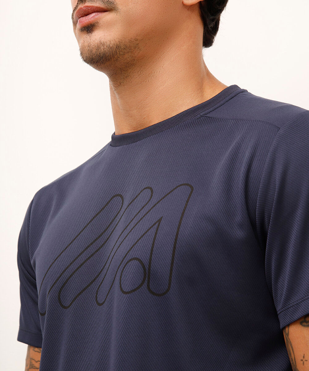 camiseta esportiva manga curta azul