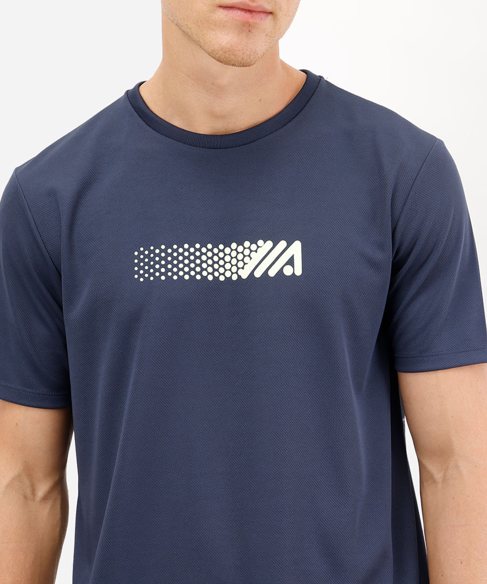 camiseta masculina esportiva manga curta azul