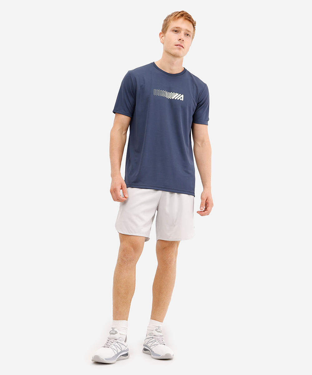 camiseta masculina esportiva manga curta azul
