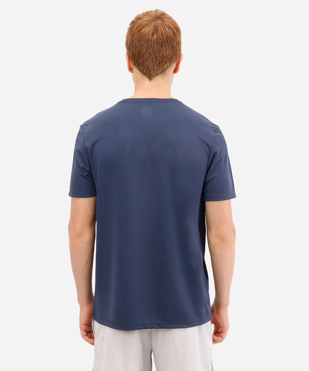 camiseta masculina esportiva manga curta azul