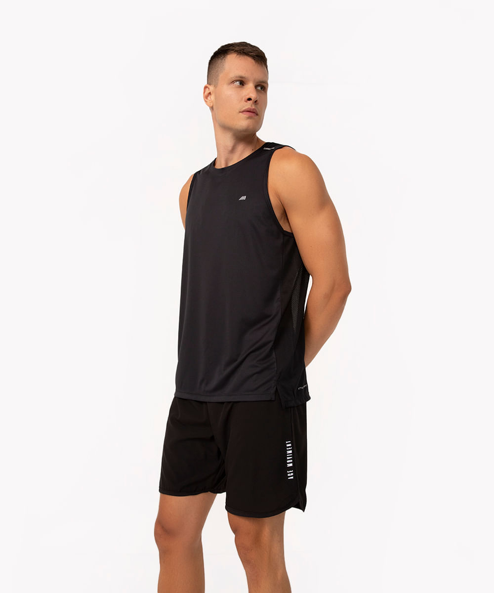 regata masculina esportiva ace com reflexivo preta