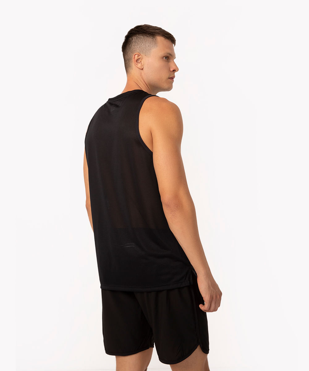 regata masculina esportiva ace com reflexivo preta