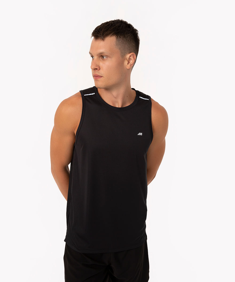 regata masculina esportiva ace com reflexivo preta