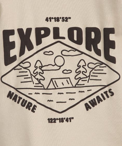 camiseta infantil explore manga curta bege