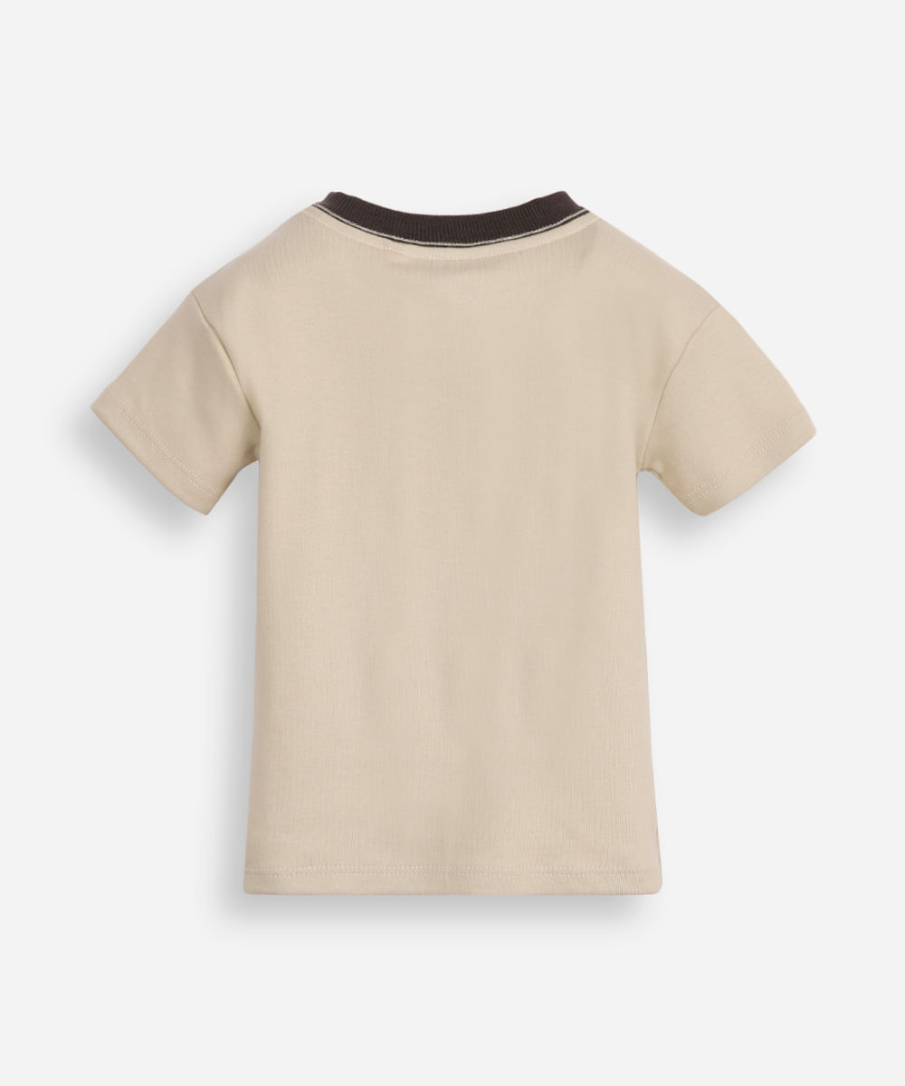 camiseta infantil explore manga curta bege