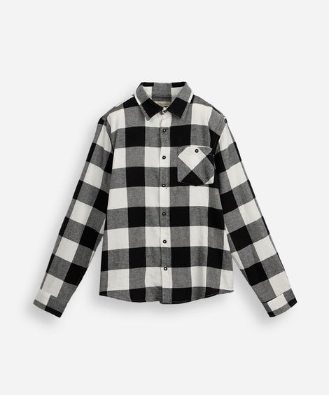 camisa xadrez juvenil manga longa flanelada off white