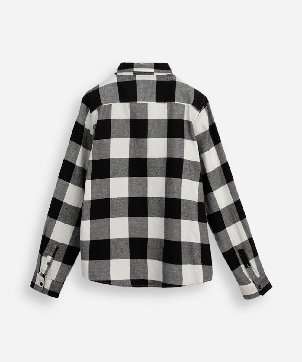 camisa xadrez juvenil manga longa flanelada off white