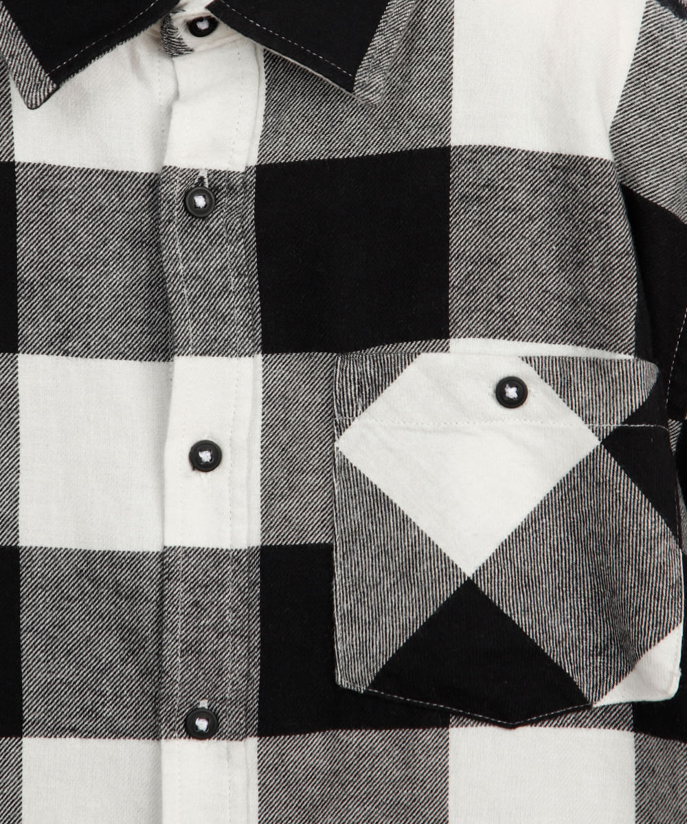 camisa xadrez juvenil manga longa flanelada off white