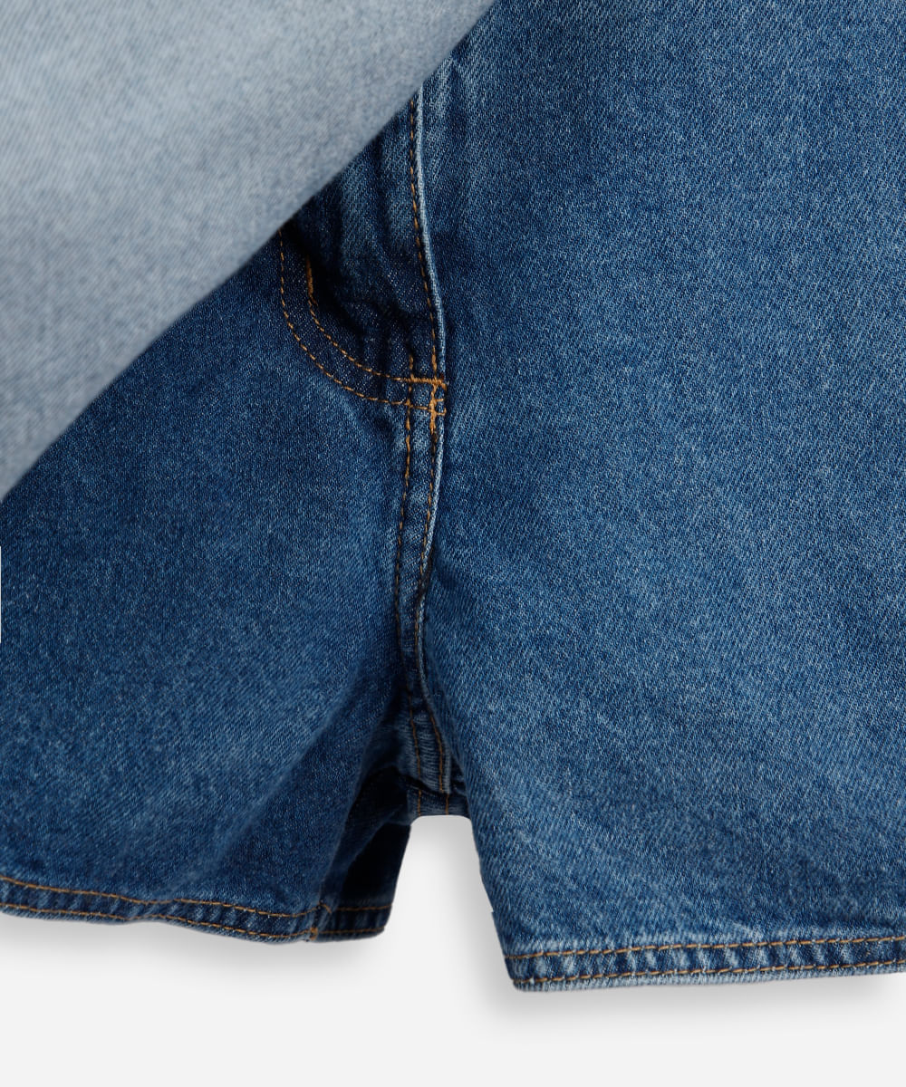 short saia cargo juvenil jeans  - jeans escuro