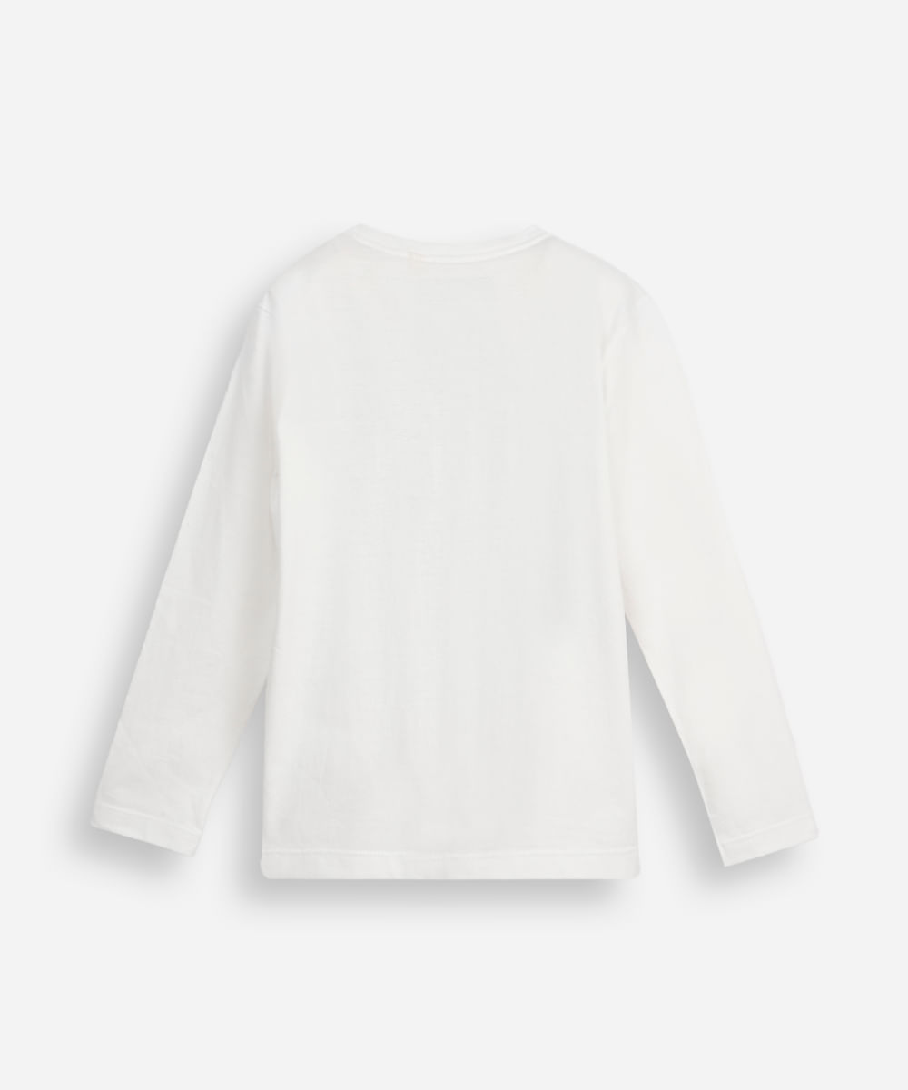 camiseta infantil de algodão manga longa sonic off white