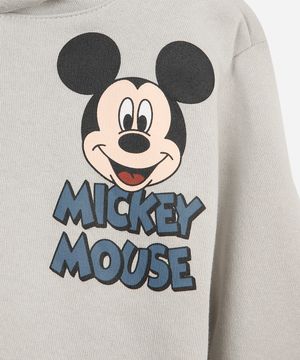 conjunto longo infantil de moletom mickey cinza